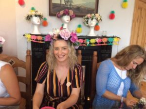 image of fun flower crown making at a Hen Party