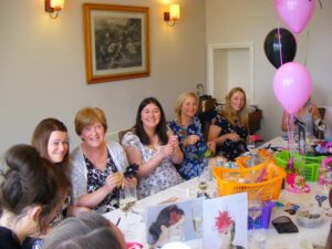 image of fascinator hat making class at a hen party
