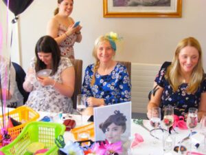 image of fascinator hat making class at a hen party